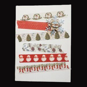 6 Holiday Christmas Handmade Greeting Cards 3D Vintage Snowflakes Washi Tape